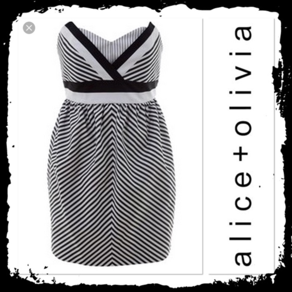 Alice and Olivia Strapless Striped Dress
